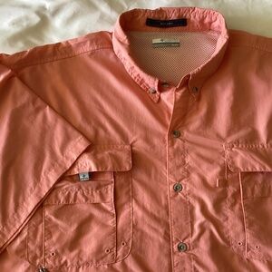 Men’s Columbia Bahama PFG Omni Shade Orange Short Sleeve Button Down Size 3X